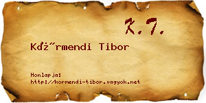 Körmendi Tibor névjegykártya